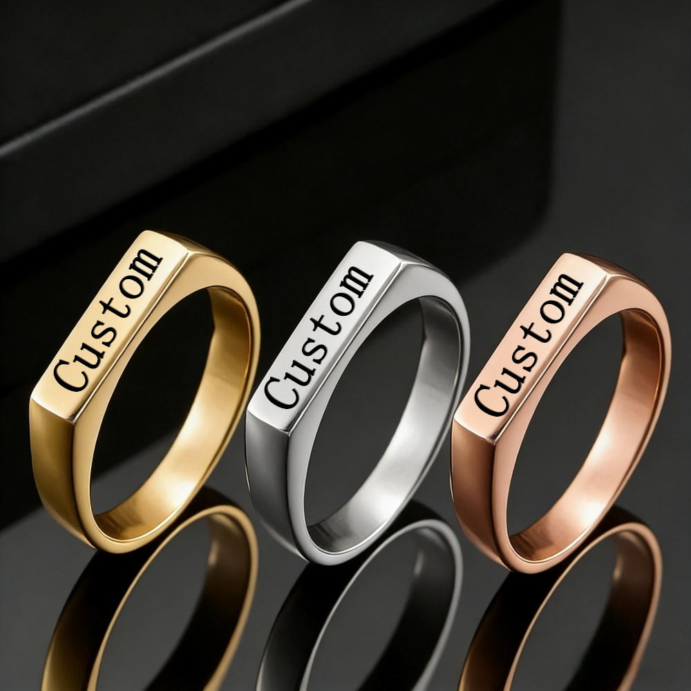 Initial Ring Custom - Customized Engrave Name Photo Ring Stainless
