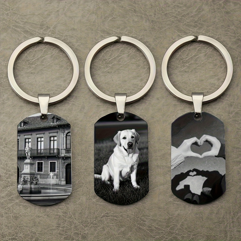 Initial Ring Custom - Custom Photo Keychain Personalized Picture Key