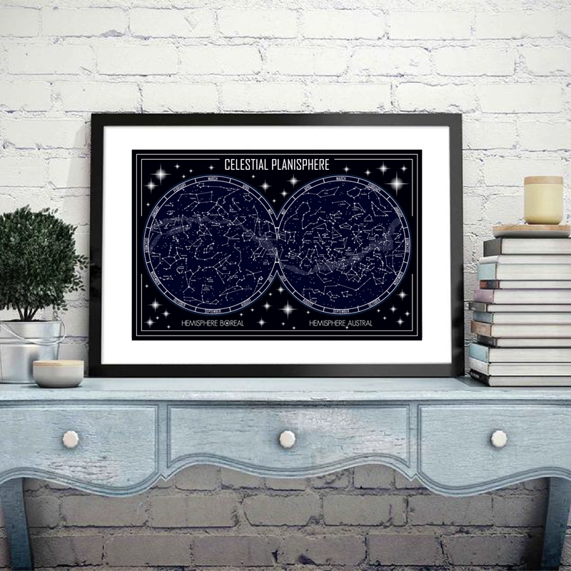 Custom Star Map - Celestial Planisphere Map Canvas Poster Prints