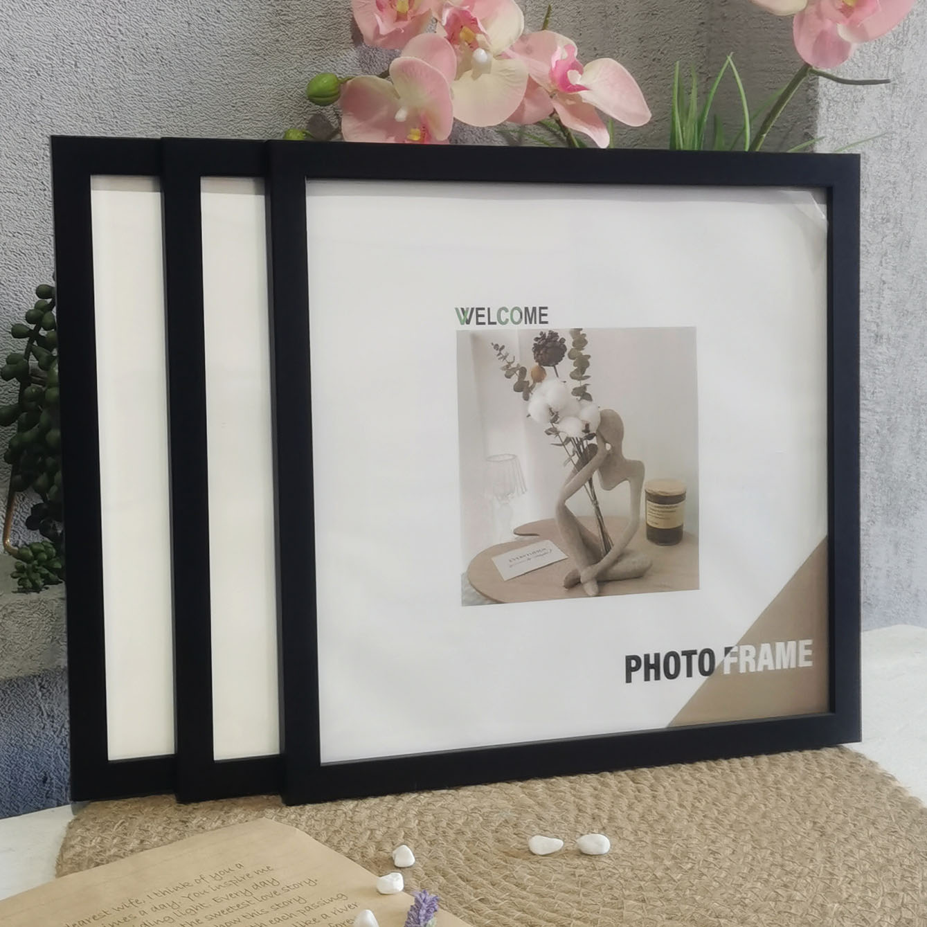 3Pcs Wood Square Photo Frames  - Engraved Wood Frame recension och pris