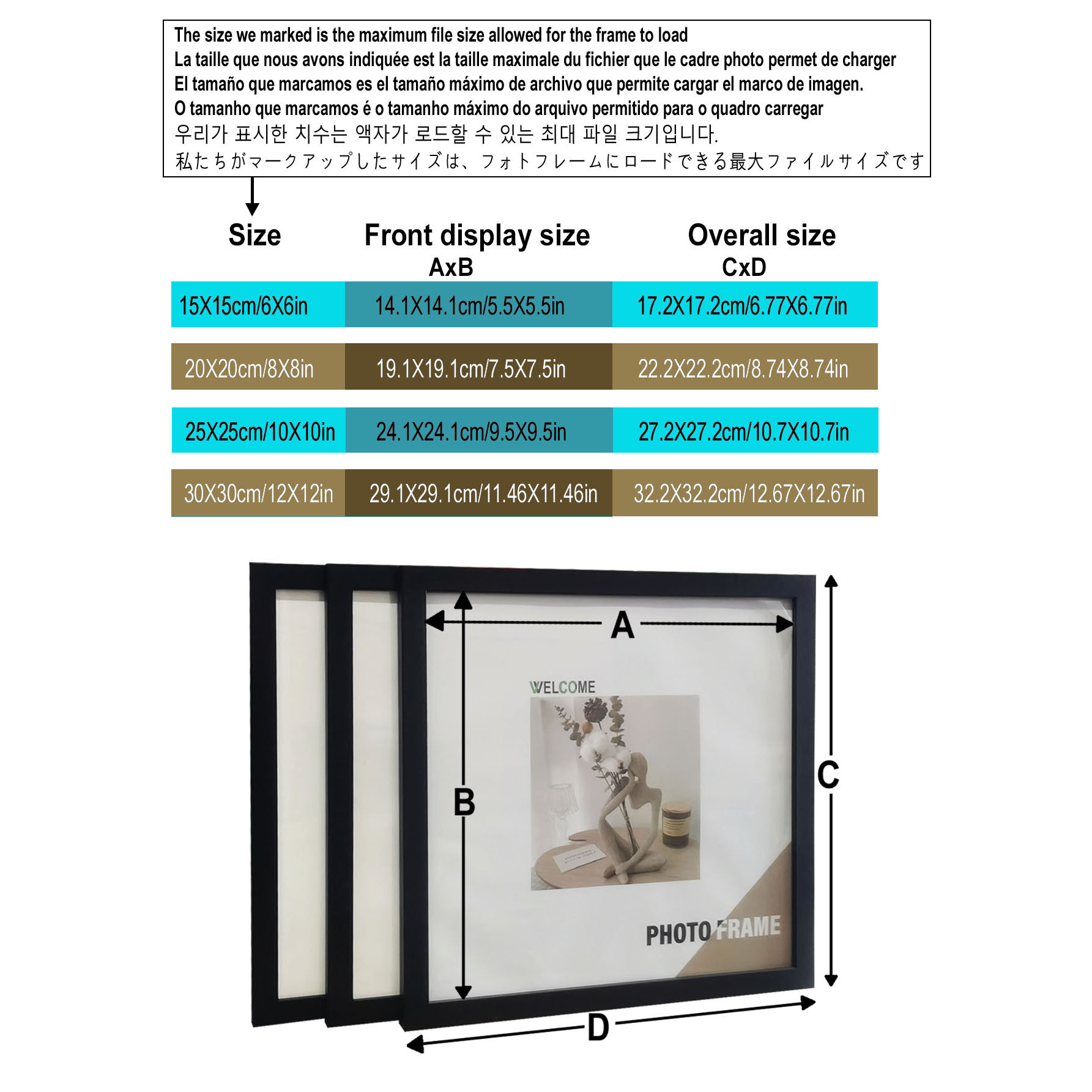 3Pcs Wood Square Photo Frames  - Engraved Wood Frame recension och pris