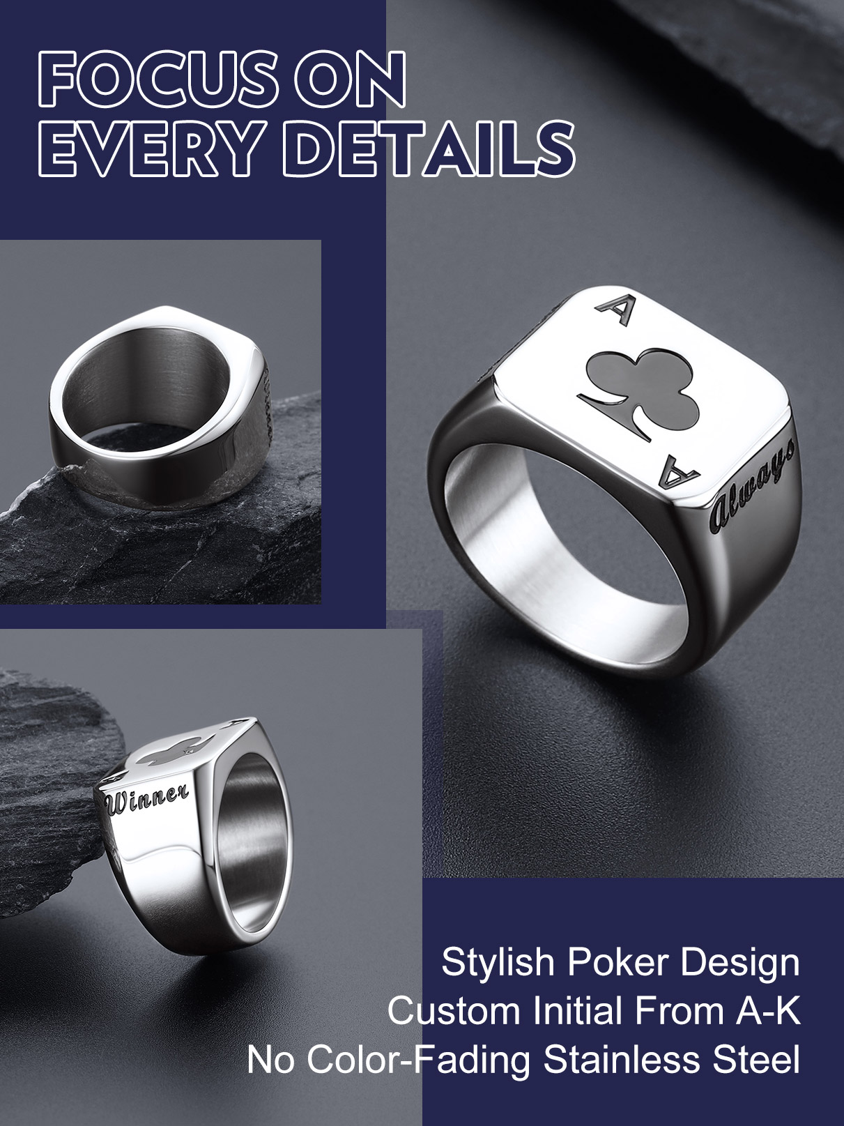 U7 Customized Square Rectangle - Initial Ring Custom recension och pris