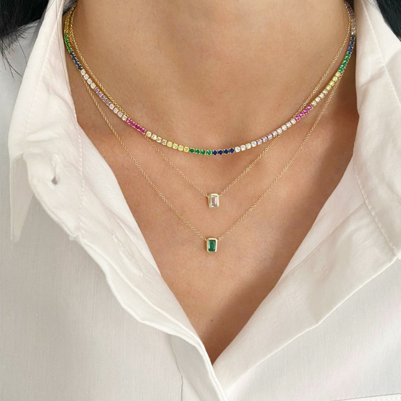 Sexy Short Sparking Rainbow Te - Birth Flower Necklace recension och pris
